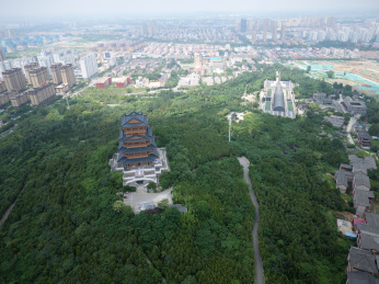 航拍山东枣庄铁道游击队纪念园