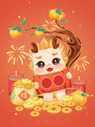 龙年国潮喜庆春节新年金龙招财