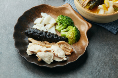鲍鱼海螺肉海参金汤捞饭
