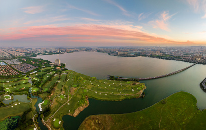中国江苏苏州工业园区城市航拍