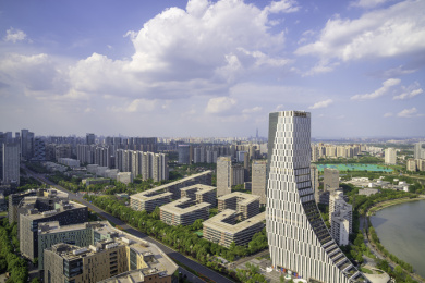 中国四川省成都市高新区天府五街航拍全景图