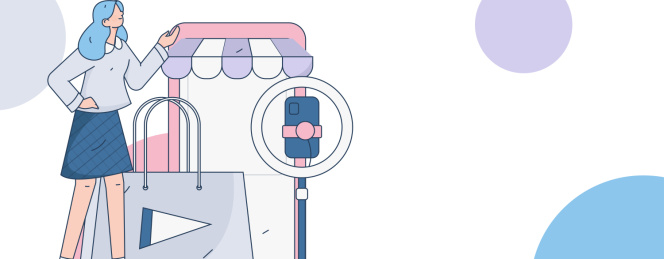 网红直播带货矢量互联网手绘插画