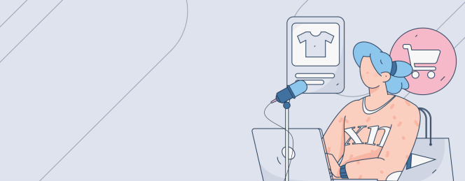 网红直播带货矢量互联网手绘插画