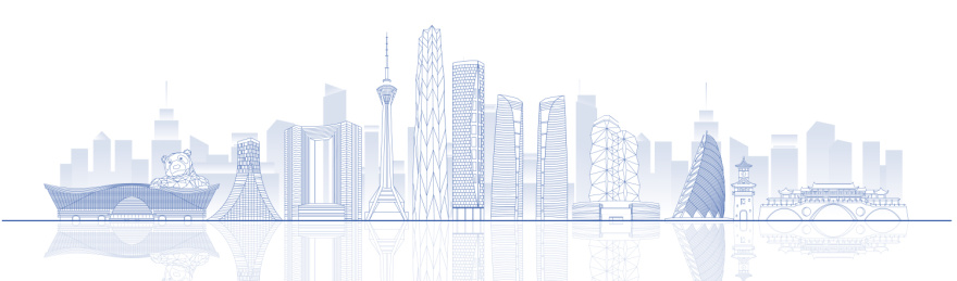 成都城市地标建筑蓝色线稿矢量插画海报