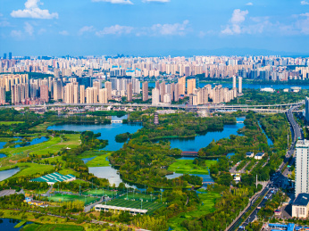 湖南长沙洋湖湿地公园航拍