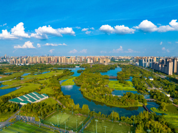 湖南长沙洋湖湿地公园航拍