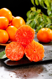 深底上的新鲜红桔