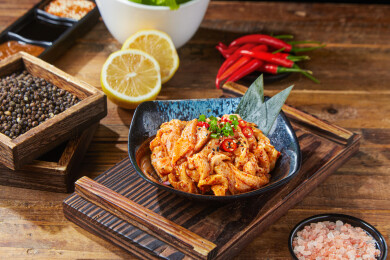 复古原木条纹托盘蓝黑釉方盘孜然松板肉烤肉