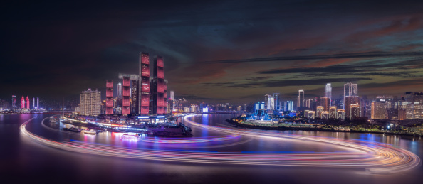 重庆朝天门夜景船轨光影