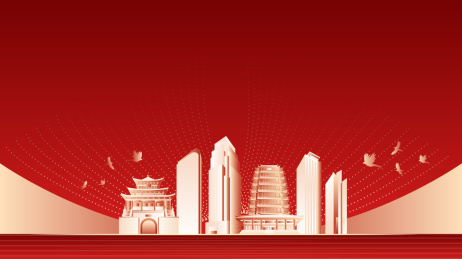 淄博地标建筑红色周年背景