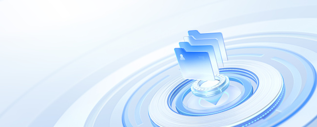 科技蓝浅色圆环档案文件夹B端场景3D海报