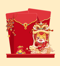 龙年矢量卡通插画喜庆美陈展台设计