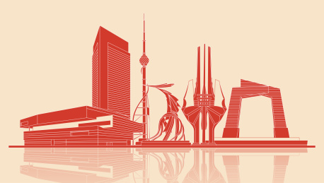 临沂城市剪纸矢量图