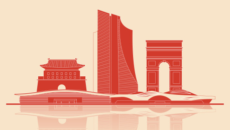 廊坊城市剪纸矢量图