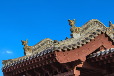 中国山西省大同市古城九龙壁公园园林建筑