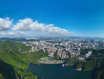 广东省深圳市福田区梅林水库航拍