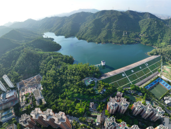 广东省深圳市福田区梅林水库航拍