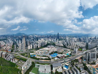 广东省深圳市福田区笔架山公园航拍