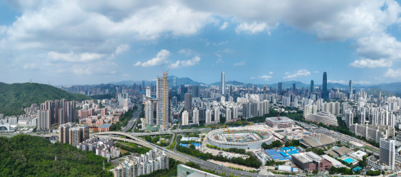 广东省深圳市福田区笔架山公园航拍