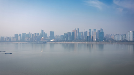 航拍杭州CBD街景