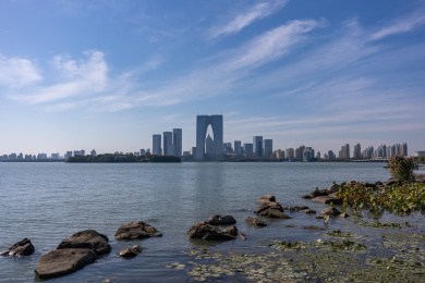 苏州金鸡湖畔CBD街景