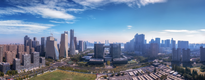 航拍杭州金融中心背景图