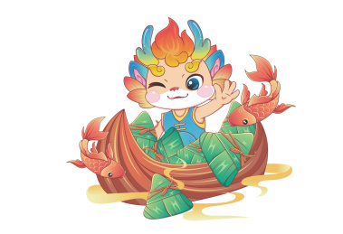 原创矢量插画卡通龙端午粽子