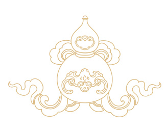 国潮插画葫芦飘带蝙蝠福禄纹样传统
