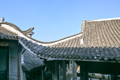 浙江兰溪诸葛八卦村 高视角看丞相祠堂建筑