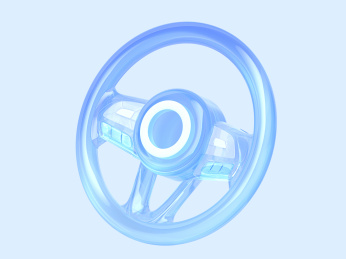 科技蓝白方向盘驾驶智能车机3D图标