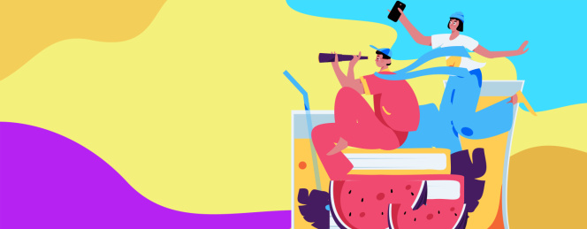 24节气大暑人物扁平矢量概念运营手绘插画