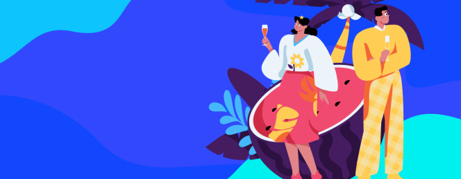 24节气大暑人物扁平矢量概念运营手绘插画