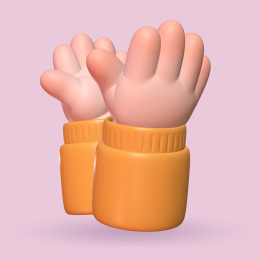 三维渲染插图3D卡通手势 鼓掌 素材