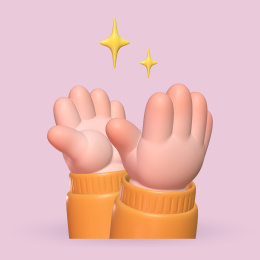 三维渲染插图3D卡通手势 鼓掌 素材