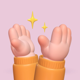 三维渲染插图3D卡通手势 鼓掌 素材