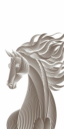 马黑白矢量插图