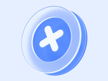 蓝白色关闭取消错误磨砂玻璃B端3D图标