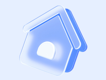 蓝白色首页主页透明磨砂玻璃B端3D图标