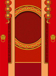 中国传统矢量开门红灯笼圆形花框背景装饰