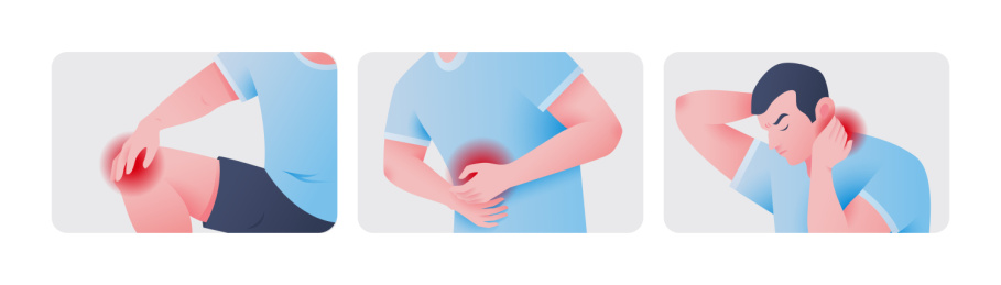 各种部位疼痛和疾病并发症矢量插画 01