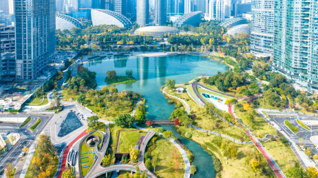 秋天的成都交子公园