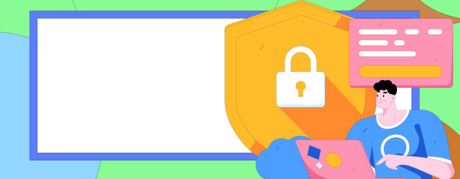 商务网络安全人物扁平矢量概念运营手绘插画