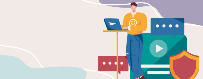 商务网络安全人物扁平矢量概念运营手绘插画