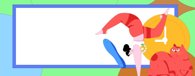 练习瑜伽身心健康扁平矢量人物概念运营手绘