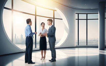 办公室里的商务人士交谈工作