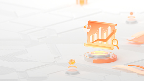 橙色科技报表图表分析B端智能背景3D渲染