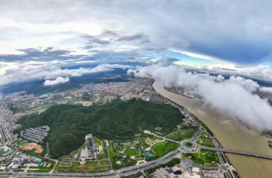广东珠海斗门尖峰山全景航拍