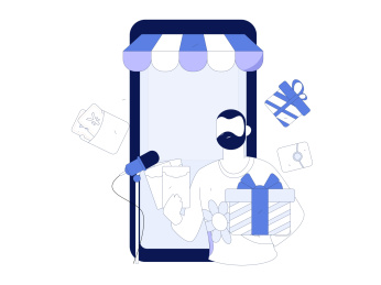 网红直播带货矢量互联网手绘插画