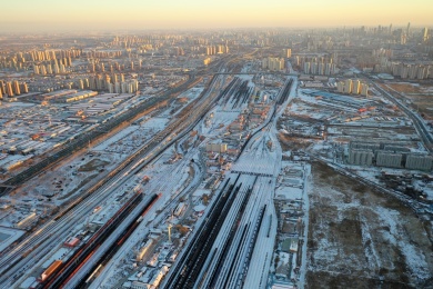 航拍天津市南仓站、天津车辆段