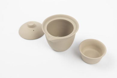 静物粗陶茶具特写